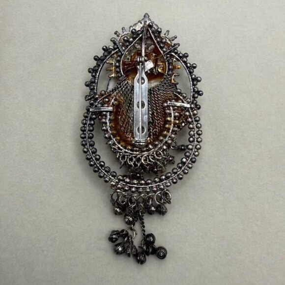 Vintage Retro Flapper Face Brooch Hand-Painted Lady Pin Art Deco Style - Picture 7 of 10